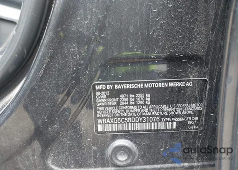 2013 BMW 528I z USA, uszkodzony, nr VIN WBAXG5C58DDY31076